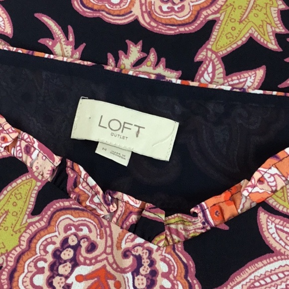 Loft Floral V-neck Cami Tank Ruffle Trim - Picture 4 of 5